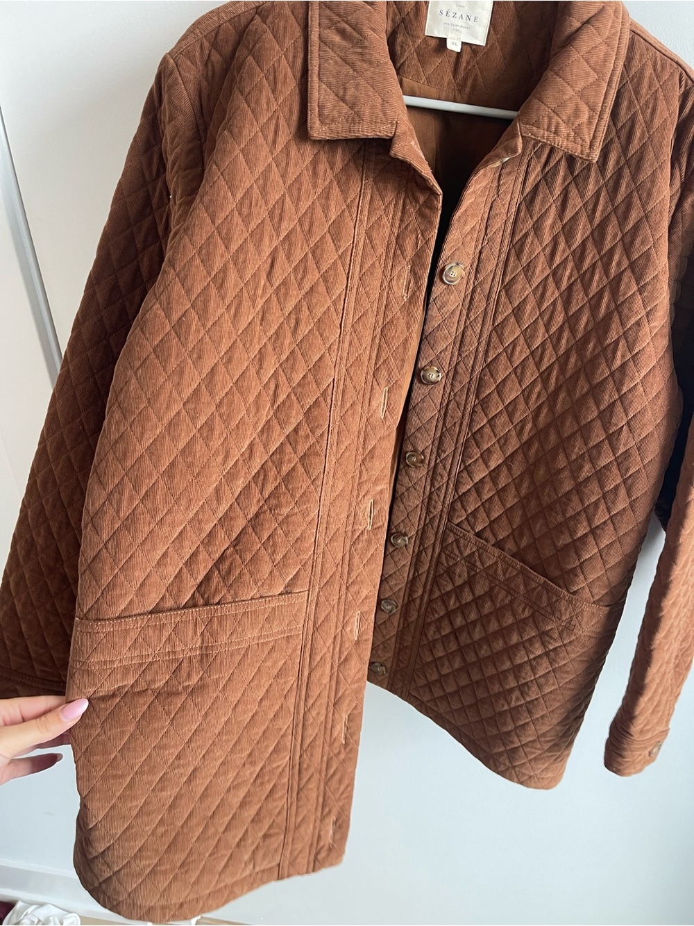 Sezane Quilted Brown Women's Jacket - Picture 4 of 6
